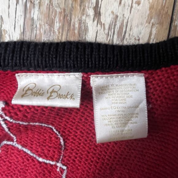 Vtg Christmas Sweater Vest Elf Santa Reindeer Music Beaded Sz XL Bobbie Brooks - Picture 5 of 16